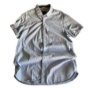 Denim & Flower Light Blue Casual Button Down‎ Cotton Shirt Size Large